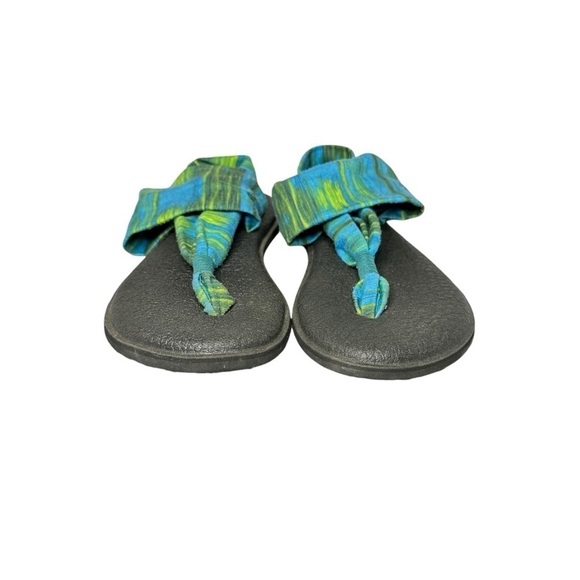 Sanuk Sling Yoga Blue and Green Thong Sandals Womens Size 7 - Picture 7 of 9